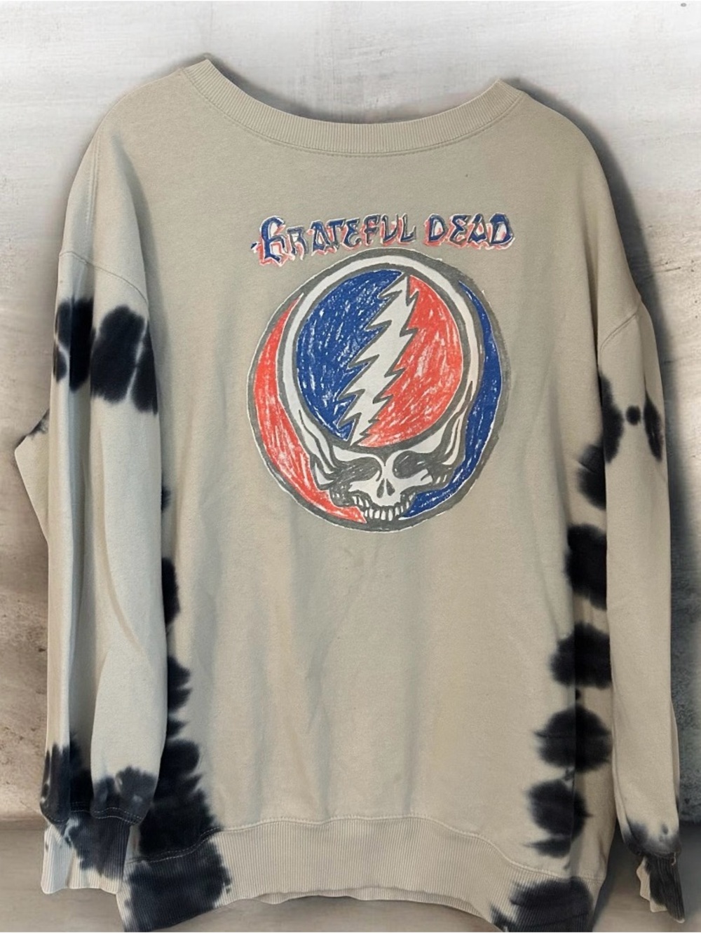 Grateful Dead Steal Your Face Tie Dye Sleeve Sweatshirt L Licensed Band Merch